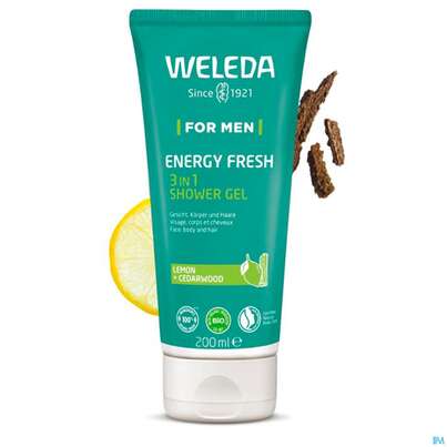 Sie sehen eine Packung Weleda For Men 3in1 Shower Gel Energy Fresh 200ml, Produktbild: 05 Weleda For Men 3in1 Shower Gel Energy Fresh 200ml, A-Nr.: 5740032 - 05