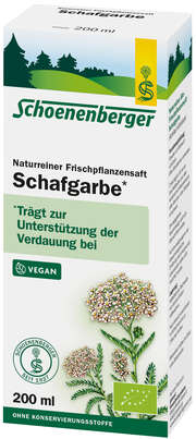Sie sehen eine Packung Naturreiner Frischpflanzensaft Schafgarbe (BIO), Produktbild: 01 Naturreiner Frischpflanzensaft Schafgarbe (BIO), A-Nr.: 2579240 - 01