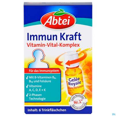 Sie sehen eine Packung Abtei Immunkraft Ampullen 11ml 6st, Produktbild: 01 Abtei Immunkraft Ampullen 11ml 6st, A-Nr.: 4313256 - 01