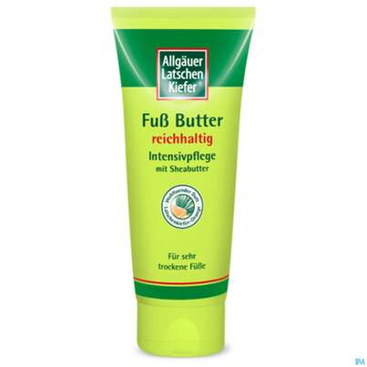 Sie sehen eine Packung Allgäuer Latschenkiefer Fuß Butter 100ml, Produktbild: 02 Allgäuer Latschenkiefer Fuß Butter 100ml, A-Nr.: 4330220 - 02