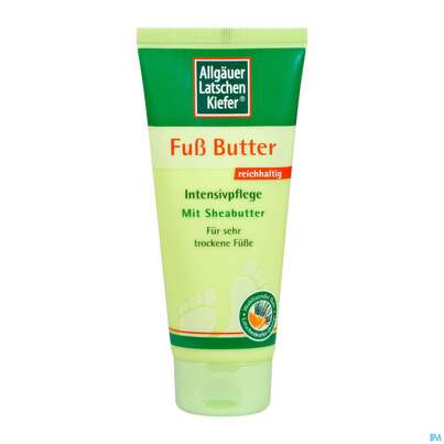 Sie sehen eine Packung Allgäuer Latschenkiefer Fuß Butter 100ml, Produktbild: 03 Allgäuer Latschenkiefer Fuß Butter 100ml, A-Nr.: 4330220 - 03