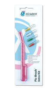 Sie sehen eine Packung Miradent Pic Brush Intro Kit mit 4 Bürsten, Produktbild: 01 Miradent Pic Brush Intro Kit mit 4 Bürsten, A-Nr.: 2866749 - 01