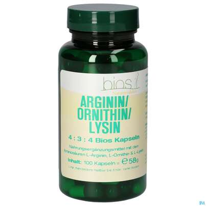 Bios Arginin/ornithin/lysin 4:3:4 100 Kapseln, A-Nr.: 4247192 - 01