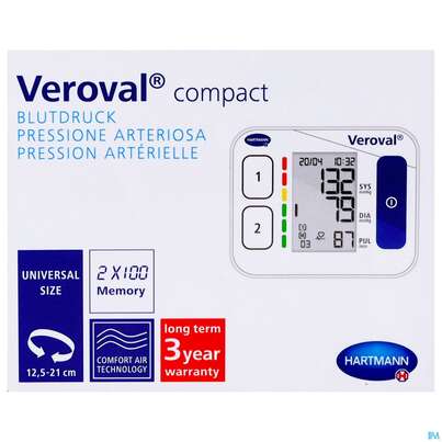 Sie sehen eine Packung Blutdruckmesser Veroval/compact Geraet Handgelenk 1st, Produktbild: 02 Blutdruckmesser Veroval/compact Geraet Handgelenk 1st, A-Nr.: 4897197 - 02