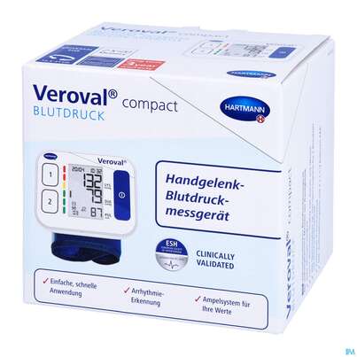 Sie sehen eine Packung Blutdruckmesser Veroval/compact Geraet Handgelenk 1st, Produktbild: 04 Blutdruckmesser Veroval/compact Geraet Handgelenk 1st, A-Nr.: 4897197 - 04