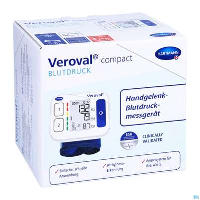 Sie sehen eine Packung Blutdruckmesser Veroval/compact Geraet Handgelenk 1st, Produktbild: 05 Blutdruckmesser Veroval/compact Geraet Handgelenk 1st, A-Nr.: 4897197 - 05