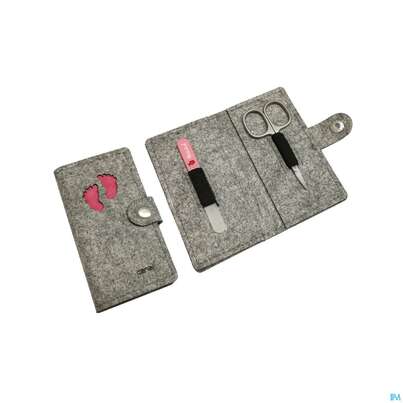 Sie sehen eine Packung Canal Filzetui/2-teilig Grau Babyfuesse Rosa 5394- 1st, Produktbild: 01 Canal Filzetui/2-teilig Grau Babyfuesse Rosa 5394- 1st, A-Nr.: 5313241 - 01