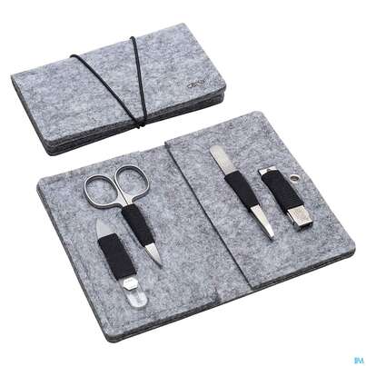 Sie sehen eine Packung Canal Manikueretui Aus Filz 4-teilig Grau 5390- 1st, Produktbild: 01 Canal Manikueretui Aus Filz 4-teilig Grau 5390- 1st, A-Nr.: 4892225 - 01