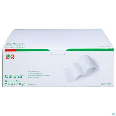 Sie sehen eine Packung Cellona Synthetikwatte 3mx 6cm 6st, Produktbild: 01 Cellona Synthetikwatte 3mx 6cm 6st, A-Nr.: 2388669 - 01