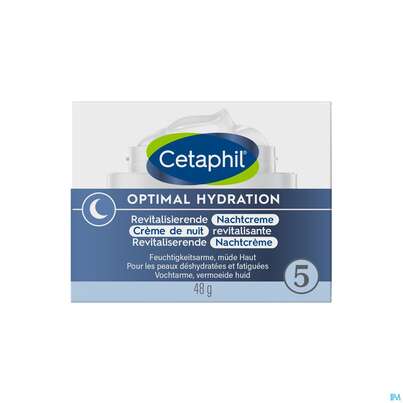 Sie sehen eine Packung Cetaphil Optimal Hydration Nachtcreme Revitalisierend 48g, Produktbild: 01 Cetaphil Optimal Hydration Nachtcreme Revitalisierend 48g, A-Nr.: 5436995 - 01