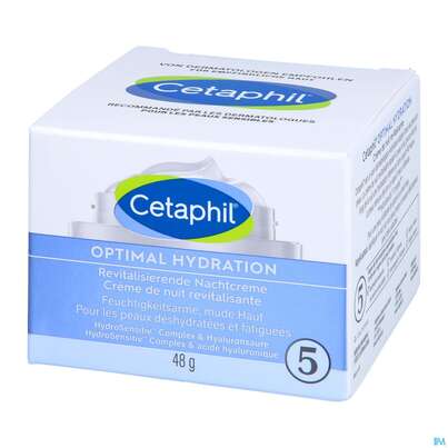 Sie sehen eine Packung Cetaphil Optimal Hydration Nachtcreme Revitalisierend 48g, Produktbild: 04 Cetaphil Optimal Hydration Nachtcreme Revitalisierend 48g, A-Nr.: 5436995 - 04
