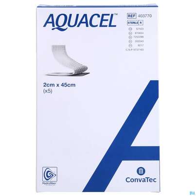 Sie sehen eine Packung Convatec Aquacel Extra 2x45 Cm, Produktbild: 01 Convatec Aquacel Extra 2x45 Cm, A-Nr.: 1811350 - 01