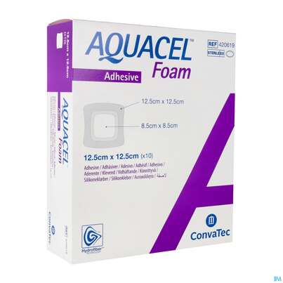 Sie sehen eine Packung Convatec Aquacel Foam (13.5x13.5 Cm) 17.5x17.5 Cm, Produktbild: 02 Convatec Aquacel Foam (13.5x13.5 Cm) 17.5x17.5 Cm, A-Nr.: 4039246 - 02