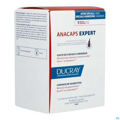Sie sehen eine Packung Ducray Anacaps F.d.haar Haarausfall Kapseln Expert23 90st, Produktbild: 08 Ducray Anacaps F.d.haar Haarausfall Kapseln Expert23 90st, A-Nr.: 5688886 - 08