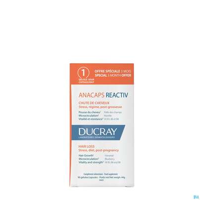 Sie sehen eine Packung Ducray Anacaps F.d.haar Haarausfall Kapseln Reaktiv23 90st, Produktbild: 03 Ducray Anacaps F.d.haar Haarausfall Kapseln Reaktiv23 90st, A-Nr.: 5744975 - 03