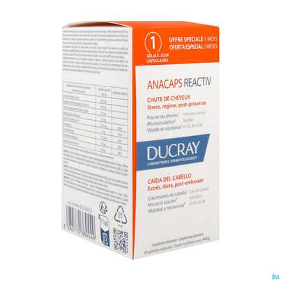 Sie sehen eine Packung Ducray Anacaps F.d.haar Haarausfall Kapseln Reaktiv23 90st, Produktbild: 04 Ducray Anacaps F.d.haar Haarausfall Kapseln Reaktiv23 90st, A-Nr.: 5744975 - 04