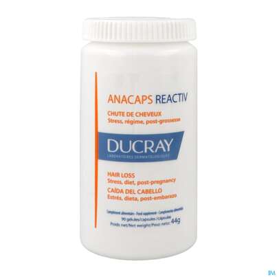 Sie sehen eine Packung Ducray Anacaps F.d.haar Haarausfall Kapseln Reaktiv23 90st, Produktbild: 08 Ducray Anacaps F.d.haar Haarausfall Kapseln Reaktiv23 90st, A-Nr.: 5744975 - 08