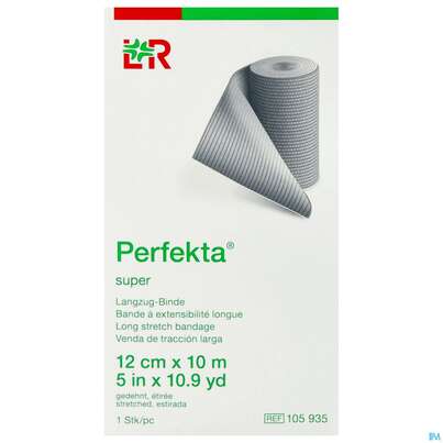 Sie sehen eine Packung Elastische Binden Perfekta Langzug Super 10mx 12cm Ep 1st, Produktbild: 01 Elastische Binden Perfekta Langzug Super 10mx 12cm Ep 1st, A-Nr.: 4591541 - 01