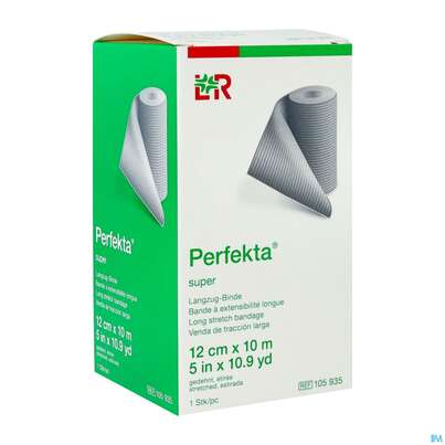 Sie sehen eine Packung Elastische Binden Perfekta Langzug Super 10mx 12cm Ep 1st, Produktbild: 02 Elastische Binden Perfekta Langzug Super 10mx 12cm Ep 1st, A-Nr.: 4591541 - 02