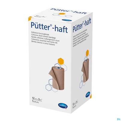 Sie sehen eine Packung Elastische Binden Puetter-haft Latexfrei Kohaes.kompressionbinde 5mx12cm 1st, Produktbild: 01 Elastische Binden Puetter-haft Latexfrei Kohaes.kompressionbinde 5mx12cm 1st, A-Nr.: 5735114 - 01