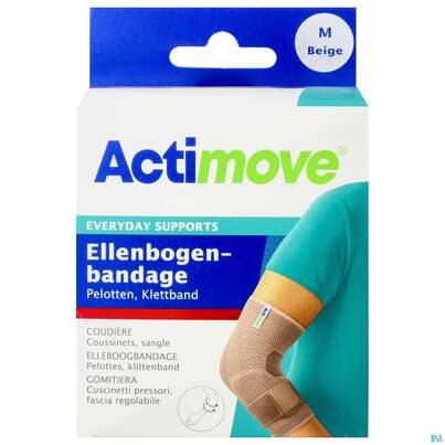 Sie sehen eine Packung Ellbogenbandagen Actimove/everyday Support +pelotte 23-26cm Groesse M 75614 1st, Produktbild: 01 Ellbogenbandagen Actimove/everyday Support +pelotte 23-26cm Groesse M 75614 1st, A-Nr.: 5263632 - 01