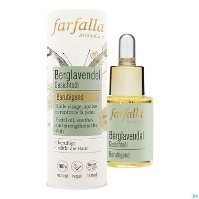 Sie sehen eine Packung Farfalla Gesichtsoel Berglavendel Beruhigend 15ml, Produktbild: 01 Farfalla Gesichtsoel Berglavendel Beruhigend 15ml, A-Nr.: 5602488 - 01