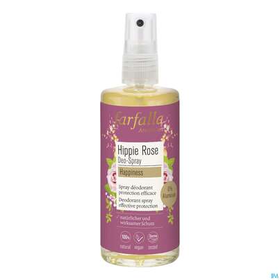 Sie sehen eine Packung Farfalla Hippie Rose Deo-spray Happiness 100ml, Produktbild: 02 Farfalla Hippie Rose Deo-spray Happiness 100ml, A-Nr.: 5602560 - 02