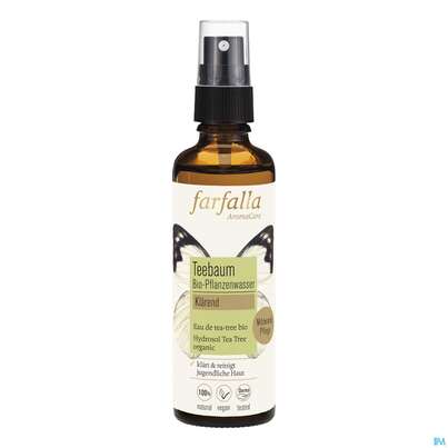 Sie sehen eine Packung Farfalla Pflanzenwasser/bio Klaerend Teebaum 75ml, Produktbild: 02 Farfalla Pflanzenwasser/bio Klaerend Teebaum 75ml, A-Nr.: 4860805 - 02