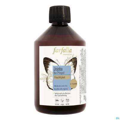 Sie sehen eine Packung Farfalla Pflegeoel/bio Jojoba Feuchtigkeit 500ml, Produktbild: 02 Farfalla Pflegeoel/bio Jojoba Feuchtigkeit 500ml, A-Nr.: 5236641 - 02