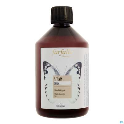 Sie sehen eine Packung Farfalla Pflegeoel/bio Sesam Detox 500ml, Produktbild: 01 Farfalla Pflegeoel/bio Sesam Detox 500ml, A-Nr.: 5236693 - 01