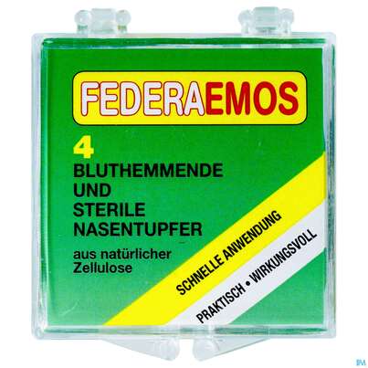 Sie sehen eine Packung Federaemos Sterile Nasentupfer 4st, Produktbild: 01 Federaemos Sterile Nasentupfer 4st, A-Nr.: 1624429 - 01