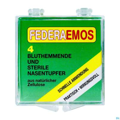 Sie sehen eine Packung Federaemos Sterile Nasentupfer 4st, Produktbild: 02 Federaemos Sterile Nasentupfer 4st, A-Nr.: 1624429 - 02