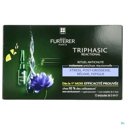 Sie sehen eine Packung Furterer Triphasic Reactional Kur 12 X 5ml, Produktbild: 01 Furterer Triphasic Reactional Kur 12 X 5ml, A-Nr.: 5439539 - 01