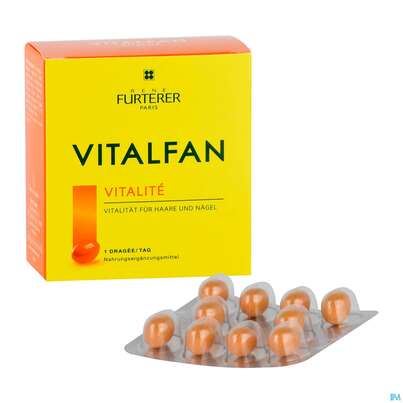 Sie sehen eine Packung Furterer Vitalfan Vitalität Kraft 30 St, Produktbild: 07 Furterer Vitalfan Vitalität Kraft 30 St, A-Nr.: 5439999 - 07