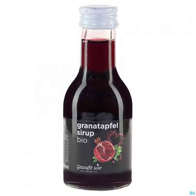Sie sehen eine Packung Gewusst Wie Bio Sirup Granatapfel 100ml, Produktbild: 01 Gewusst Wie Bio Sirup Granatapfel 100ml, A-Nr.: 4245135 - 01