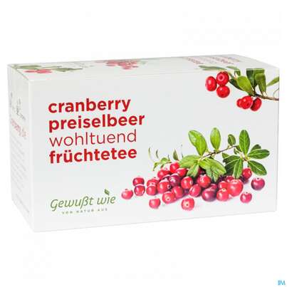Sie sehen eine Packung Gewusst Wie Tee/beutel Cranberry Preiselbeer 20st, Produktbild: 02 Gewusst Wie Tee/beutel Cranberry Preiselbeer 20st, A-Nr.: 4764852 - 02