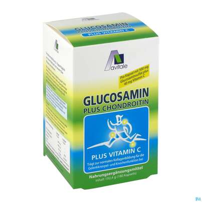 Sie sehen eine Packung Glucosamin Chondroitin Kapseln/500mg Avi 180st, Produktbild: 01 Glucosamin Chondroitin Kapseln/500mg Avi 180st, A-Nr.: 3088478 - 01