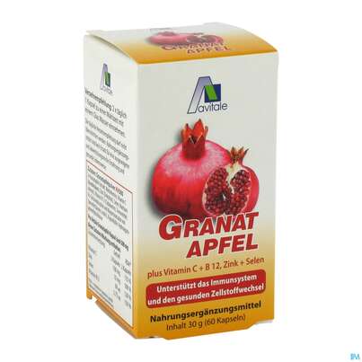 Sie sehen eine Packung Granatapfel Kapseln 500mg 60st, Produktbild: 01 Granatapfel Kapseln 500mg 60st, A-Nr.: 4007967 - 01