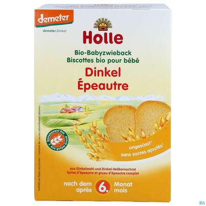 Sie sehen eine Packung Holle Bio Baby Dinkel-zwieback 200g, Produktbild: 01 Holle Bio Baby Dinkel-zwieback 200g, A-Nr.: 3437281 - 01