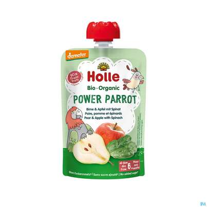 Sie sehen eine Packung Holle Demeter Bio Fruechtepueree Ab 1 Jahr Bio Power Parro Birne/apfel/spinat 100g, Produktbild: 01 Holle Demeter Bio Fruechtepueree Ab 1 Jahr Bio Power Parro Birne/apfel/spinat 100g, A-Nr.: 5080831 - 01