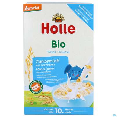 Sie sehen eine Packung Holle Demeter Bio Junior Muesli Mehrkorn +cornflakes 250g, Produktbild: 01 Holle Demeter Bio Junior Muesli Mehrkorn +cornflakes 250g, A-Nr.: 4490797 - 01