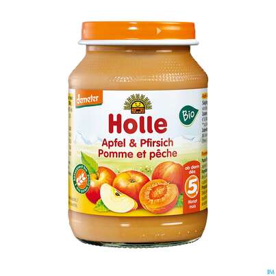 Holle Demeter/glaeschen Apfel +pfirsich 190g, A-Nr.: 3587164 - 01