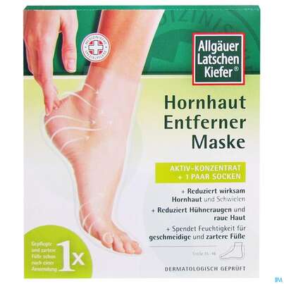 Sie sehen eine Packung Hornhaut Entferner Allgaeuer Latschenkiefer Maske 1pk, Produktbild: 01 Hornhaut Entferner Allgaeuer Latschenkiefer Maske 1pk, A-Nr.: 5074888 - 01