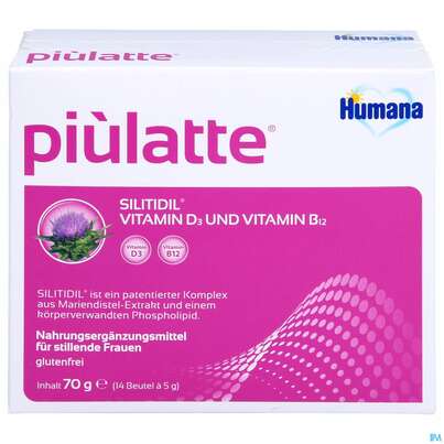 Sie sehen eine Packung Humana Piulatte Fuer Stillende Frauen 70g, Produktbild: 01 Humana Piulatte Fuer Stillende Frauen 70g, A-Nr.: 4934202 - 01