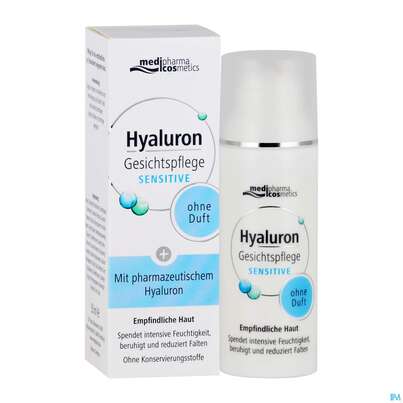 Sie sehen eine Packung Hyaluron Gesichtspflege Sensitive 50ml, Produktbild: 06 Hyaluron Gesichtspflege Sensitive 50ml, A-Nr.: 4624246 - 06