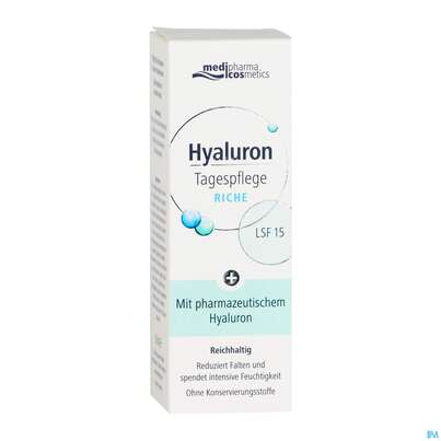 Sie sehen eine Packung Hyaluron Tagespflege Riche Lsf 15 50ml, Produktbild: 03 Hyaluron Tagespflege Riche Lsf 15 50ml, A-Nr.: 4485997 - 03