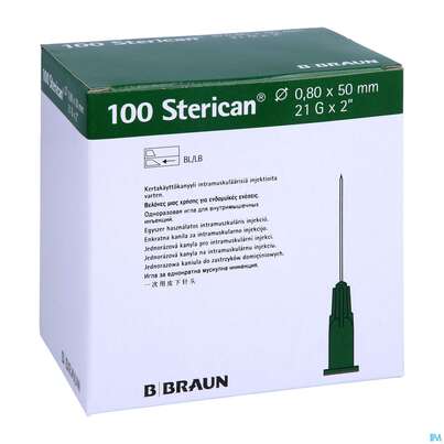 Sie sehen eine Packung Injektionsspritzen U.zubeh. Einmalkanuelen Braun Sterican Intramusk G21x2 0,80x50mm 46655 100st, Produktbild: 03 Injektionsspritzen U.zubeh. Einmalkanuelen Braun Sterican Intramusk G21x2 0,80x50mm 46655 100st, A-Nr.: 2963286 - 03