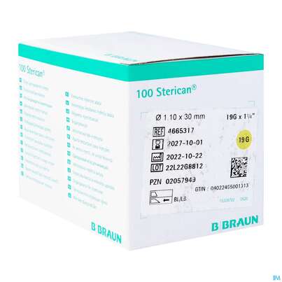 Sie sehen eine Packung Injektionsspritzen U.zubeh. Einmalkanuelen Braun/sterican/blutentn. G19x1 1/4 1,1x30mm 46653 100st, Produktbild: 03 Injektionsspritzen U.zubeh. Einmalkanuelen Braun/sterican/blutentn. G19x1 1/4 1,1x30mm 46653 100st, A-Nr.: 3731827 - 03