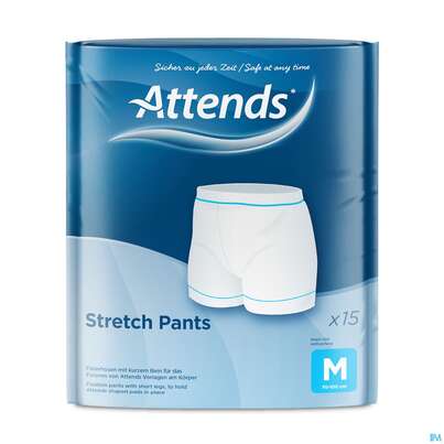 Sie sehen eine Packung Inkontinenz Attends Stretch Pants Netzhosen M 15st, Produktbild: 02 Inkontinenz Attends Stretch Pants Netzhosen M 15st, A-Nr.: 3429554 - 02