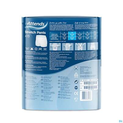 Sie sehen eine Packung Inkontinenz Attends Stretch Pants Netzhosen M 15st, Produktbild: 05 Inkontinenz Attends Stretch Pants Netzhosen M 15st, A-Nr.: 3429554 - 05